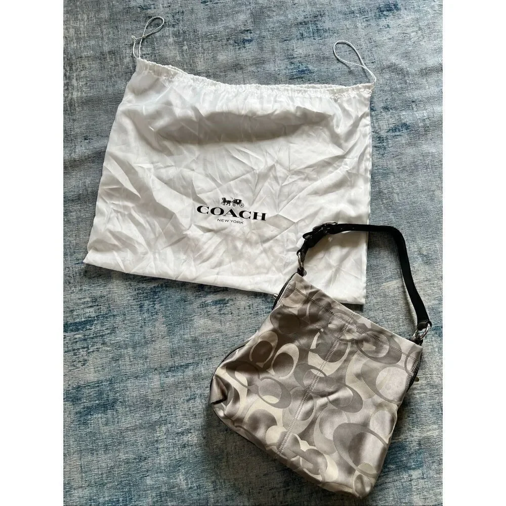 Coach Silver Gray Penelope Optic Jacquard C Monogram Hobo Shoulder Bag F17476